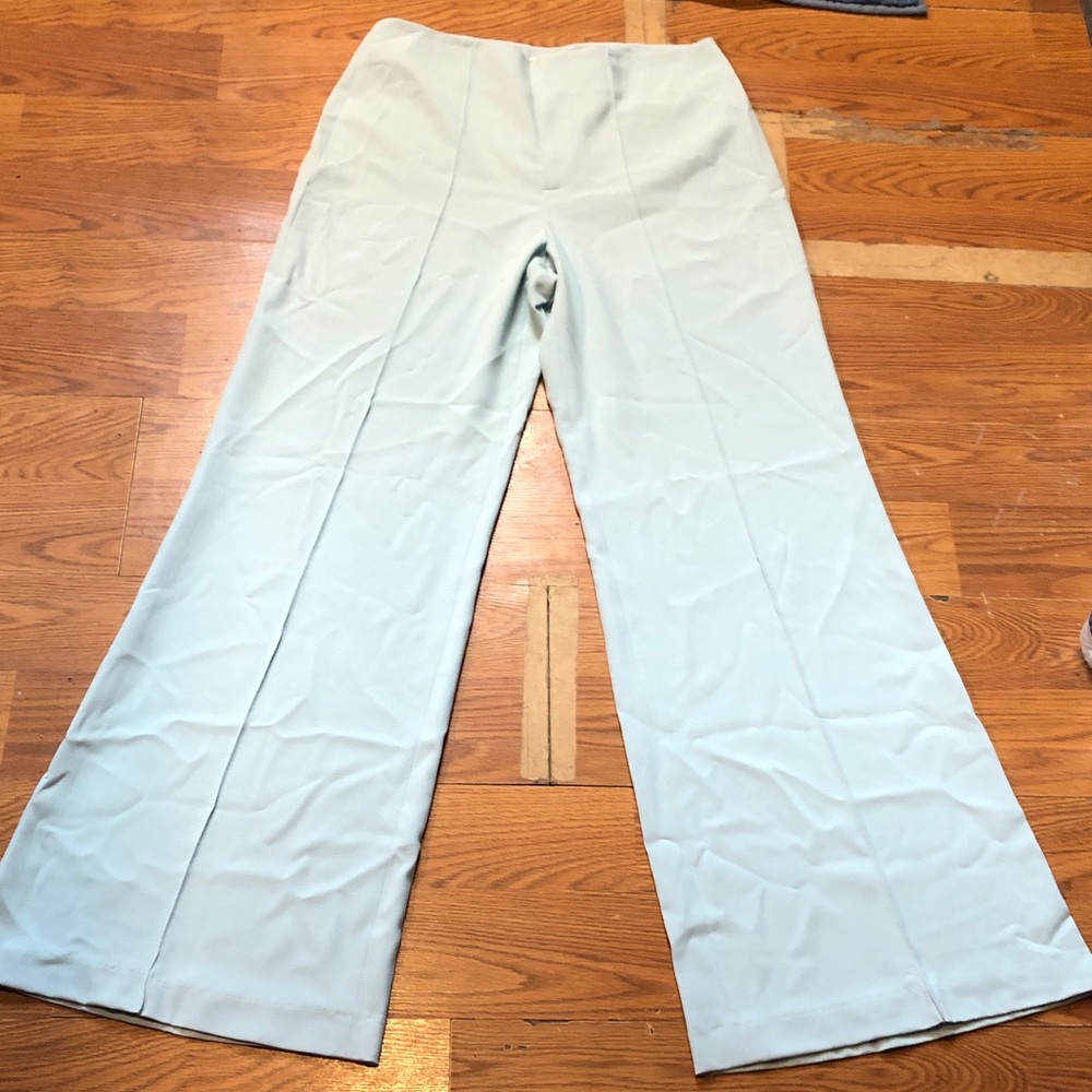 Tailored Wide-Leg  Alex & Olivia Pants in Light Blue